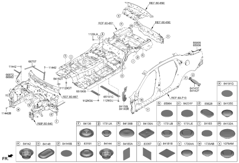 2023 Hyundai Genesis G90 Pad-Roof Side Diagram for 84181-A7000
