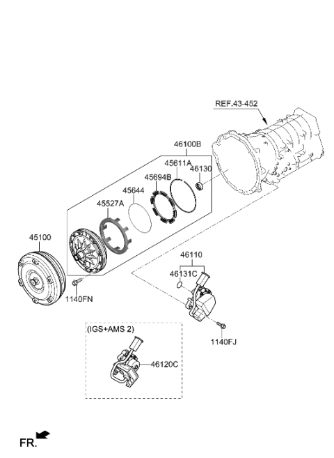 2023 Hyundai Genesis G90 Bearing Diagram for 46170-4F000