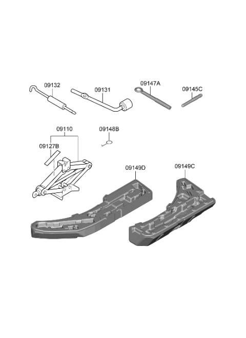 2023 Hyundai Genesis G90 Jack Assembly Diagram for 09110-B1100