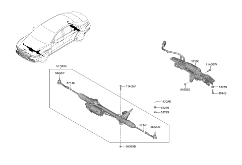 2023 Hyundai Genesis G90 Power Steering Gear Box Diagram