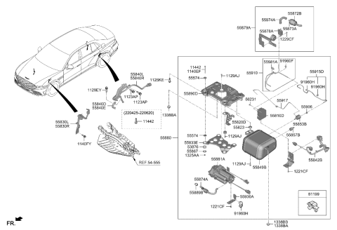 2007 Hyundai Azera Clip-Hood Latch Diagram for 81199-38000