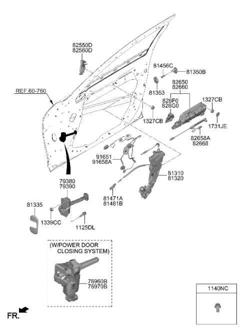 2023 Hyundai Genesis G90 Cover-Door Striker Diagram for 81353-B1000-4X