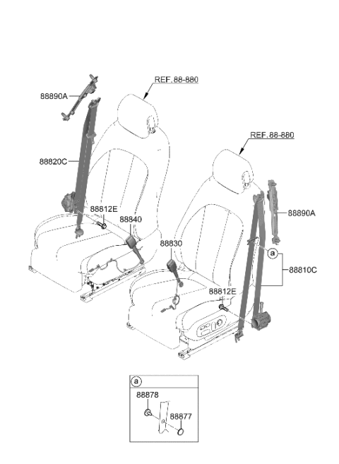 2022 Hyundai Ioniq 5 S/BELT ASSY-FR LH Diagram for 88810-GI500-YGN