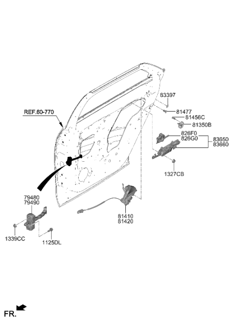 2016 Hyundai Azera HANDLE ASSY-REAR DOOR OUTSIDE Diagram for 83650-GI000-U3P