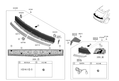 1991 Hyundai Elantra LAMP ASSY-REAR COMB OUTSIDE,RH Diagram for 92402-GI050