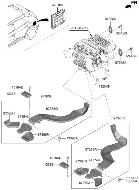 2023 Hyundai Ioniq 5 DUCT-REAR MODE,LH Diagram for 97364-GI000