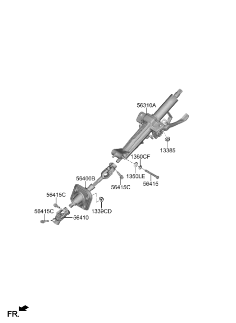 2016 Hyundai Azera COLUMN ASSY-STEERING Diagram for 56310-GI000
