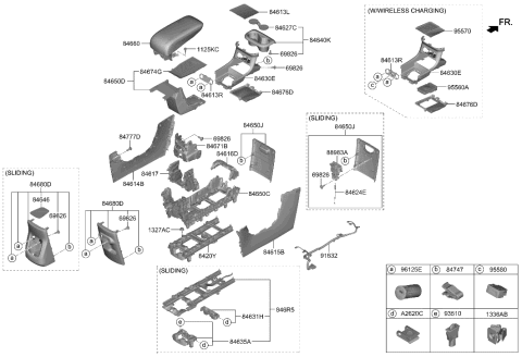 1991 Hyundai Elantra ARMREST ASSY-CONSOLE Diagram for 84660-GI000-NNB