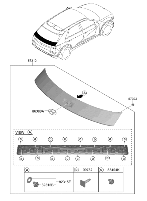2023 Hyundai Ioniq 5 Back Panel Moulding Diagram