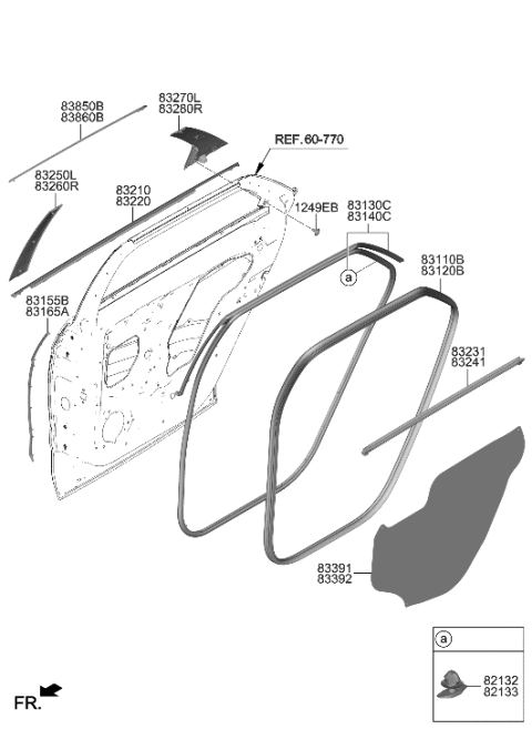 2022 Hyundai Ioniq 5 Rear Door Moulding Diagram