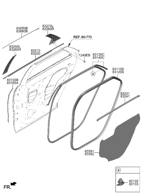 2022 Hyundai Ioniq 5 W/STRIP ASSY-RR DR BELT O/S RH Diagram for 83220-GI000