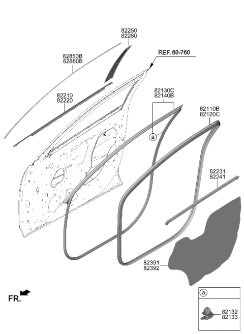 2016 Hyundai Azera W/STRIP-DR BODY SIDE RH Diagram for 82120-GI000