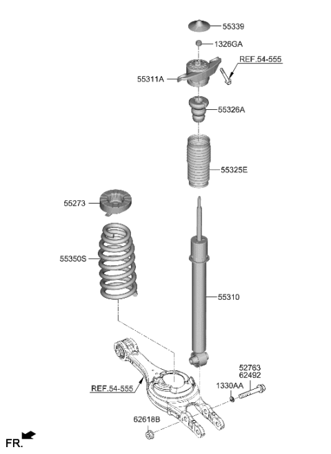 1991 Hyundai Elantra SHOCK ABSORBER ASSY-REAR Diagram for 55307-GIAB0