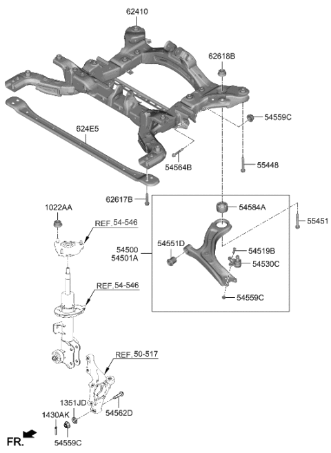 2022 Hyundai Ioniq 5 ARM COMPLETE-FR LWR,LH Diagram for 54500-CV000