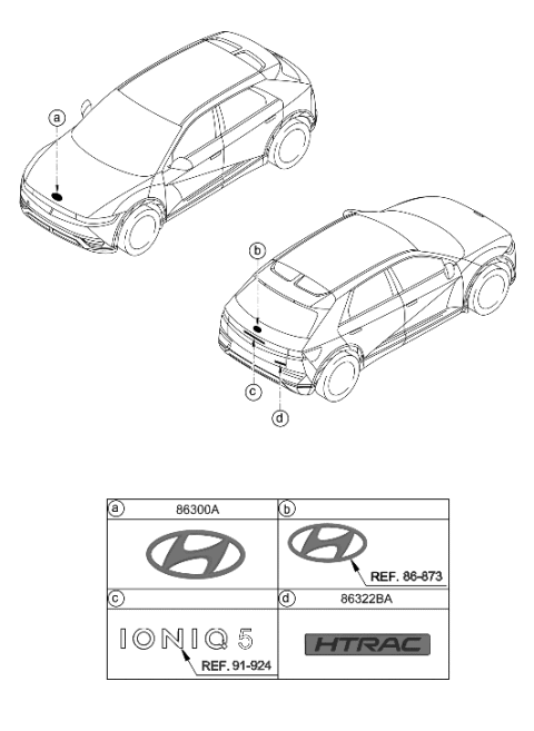 2016 Hyundai Azera EMBLEM-HTRAC Diagram for 86316-GI000