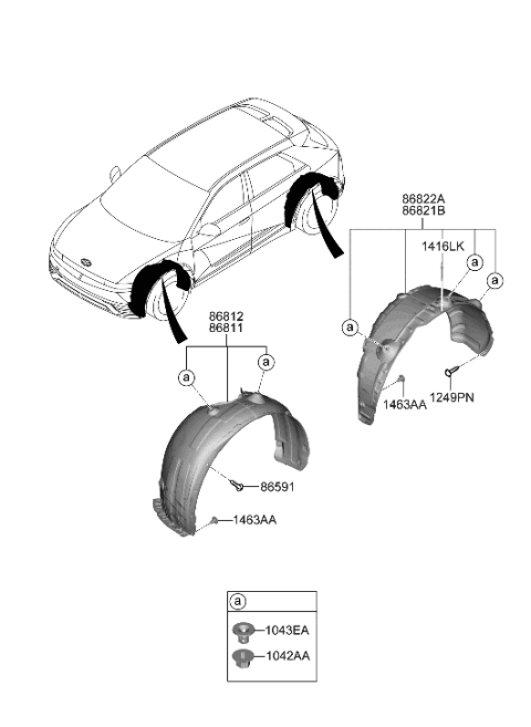 1991 Hyundai Elantra GUARD ASSY-FRONT WHEEL,LH Diagram for 86811-GI000
