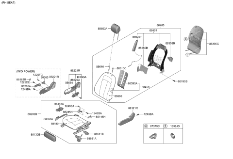 2016 Hyundai Azera COVERING ASSY-FR CUSH,RH Diagram for 88260-GI250-NKR