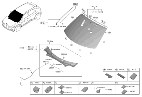 2022 Hyundai Ioniq 5 GLASS-WINDSHIELD Diagram for 86111-GI110