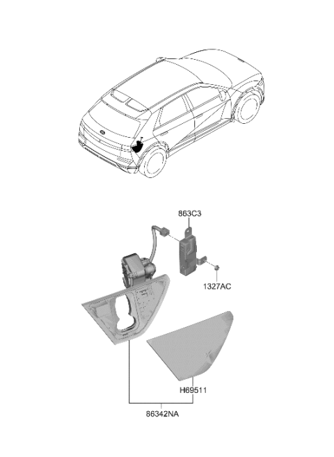 2023 Hyundai Ioniq 5 PANEL ASSY-FUEL FILLER DOOR Diagram for 69511-GI000-W3T