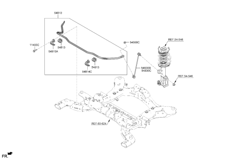 1991 Hyundai Elantra LINK ASSY-FRONT STABILIZER,LH Diagram for 54830-GI000