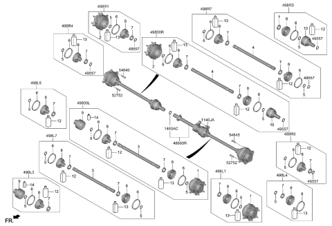1991 Hyundai Elantra JOINT KIT-DIFF SIDE,RH Diagram for 498R3-GI000