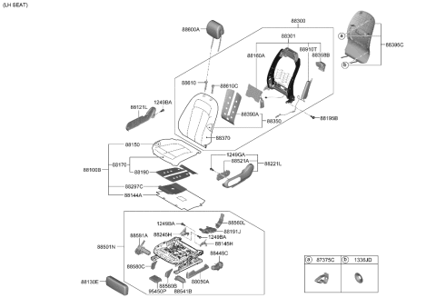 1991 Hyundai Elantra GUIDE ASSY-HEADREST W/LEVER Diagram for 88770-GI000-NNB
