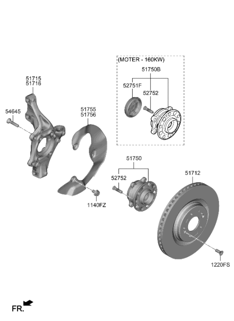 1991 Hyundai Elantra KNUCKLE-FRONT AXLE,RH Diagram for 51711-GI000