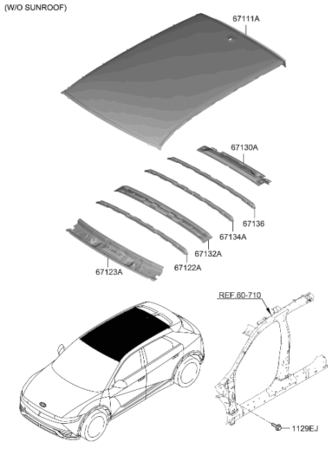 2022 Hyundai Ioniq 5 Roof Panel Diagram 1