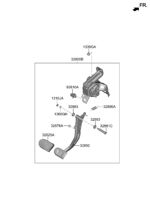 2016 Hyundai Azera PEDAL ASSY-BRAKE Diagram for 32800-GI100