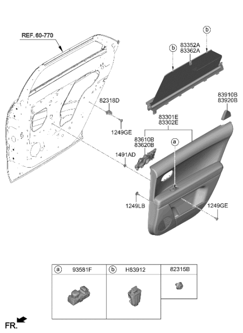 2022 Hyundai Ioniq 5 Rear Door Trim Diagram