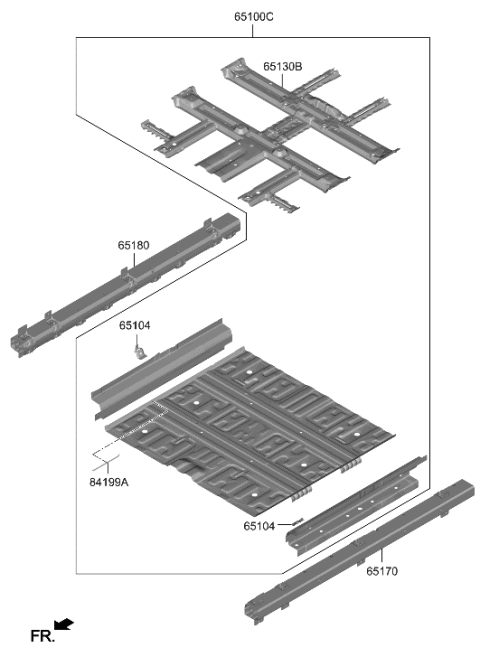 2022 Hyundai Ioniq 5 PANEL ASSY-FLOOR,CTR Diagram for 65100-GI100