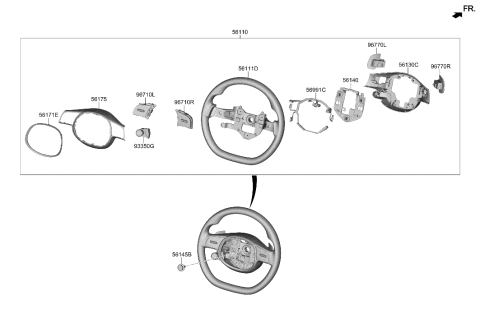 2022 Hyundai Ioniq 5 BODY-STEERING WHEEL Diagram for 56111-GI200-NNB