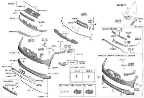 2022 Hyundai Ioniq 5 Clip-Front Bumper Side Mounting Diagram for 86518-F2000