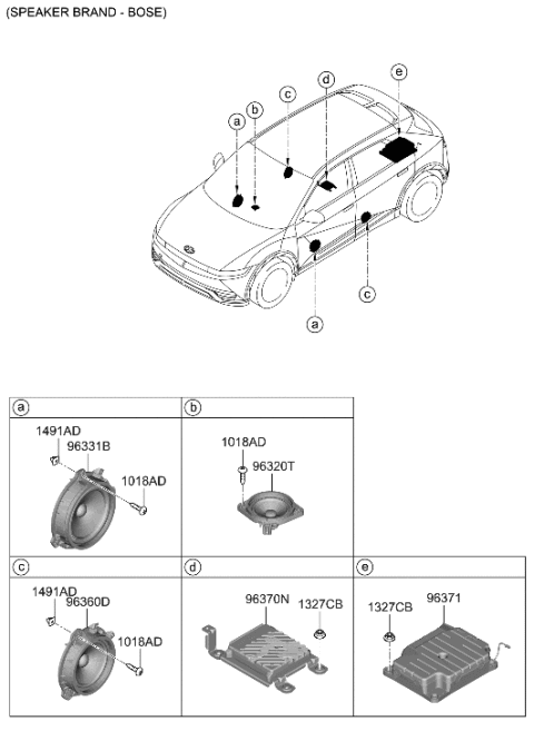 2022 Hyundai Ioniq 5 SPEAKER ASSY-RR DR Diagram for 96340-GI300