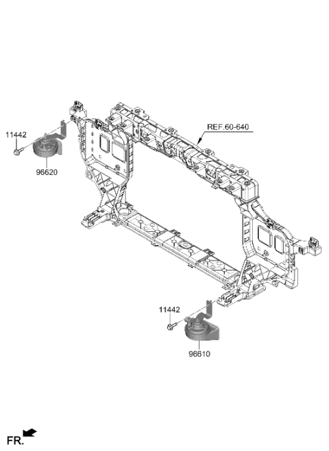 1991 Hyundai Elantra HORN ASSY-LOW PITCH Diagram for 96611-GI000