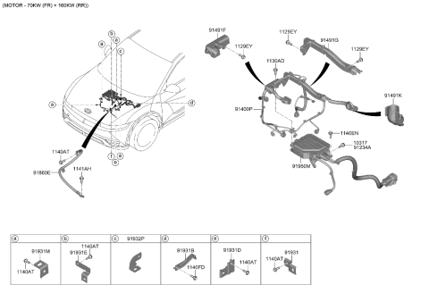 1991 Hyundai Elantra BRACKET-WIRING MTG Diagram for 91931-GI100