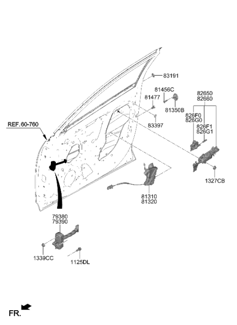 1991 Hyundai Elantra HANDLE ASSY-FRONT DOOR OUTSIDE Diagram for 82650-GI000-U3P