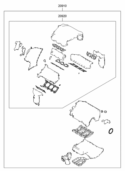 2006 Hyundai Veracruz Gasket Kit-Engine Overhaul Upper Diagram for 20920-3CA00