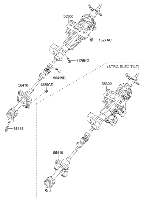 2009 Hyundai Veracruz Steering Column & Shaft Diagram