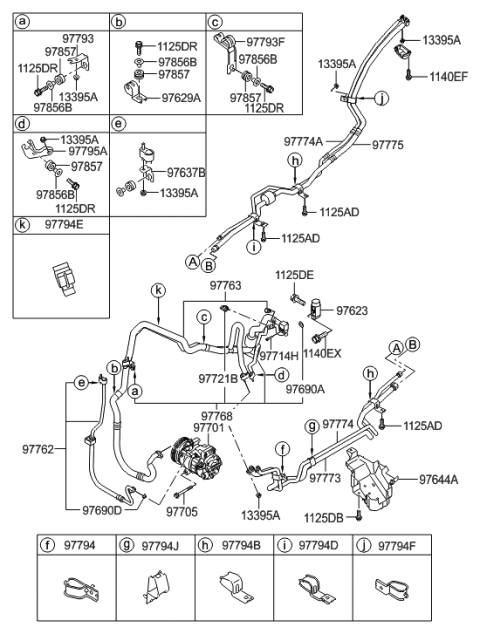 2006 Hyundai Veracruz Air conditioning System-Cooler Line Diagram 1