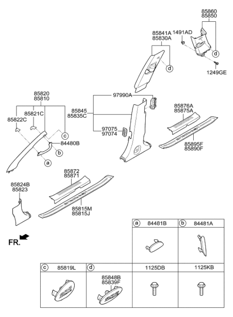 2011 Hyundai Veracruz Trim-Cowl Side LH Diagram for 85823-3J000-6T