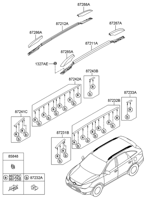 2010 Hyundai Veracruz Cover-Roof Rack Front LH Diagram for 87251-3J000