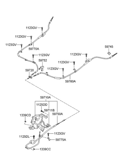 2012 Hyundai Veracruz Cable Assembly-Parking Brake,LH Diagram for 59760-3J000