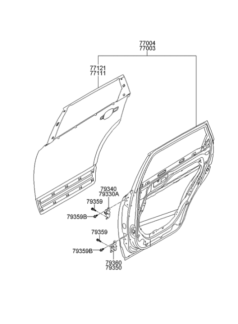 2012 Hyundai Veracruz Panel-Rear Door Outer,RH Diagram for 77121-3J010