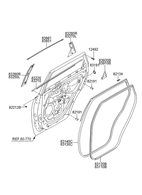 2009 Hyundai Veracruz Cover Assembly-Rear Door Delta Inner,RH Diagram for 83920-3J000