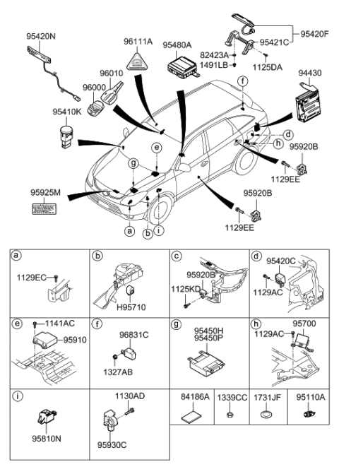 1999 Hyundai Tiburon Tag-Burglar Alarm Diagram for 96111-1C000
