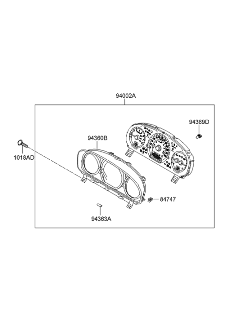 2012 Hyundai Veracruz Cluster Assembly-Instrument(Mph) Diagram for 94001-3J212