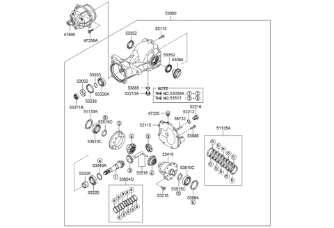 1996 Hyundai Tiburon Carrier Assembly-Differential Diagram for 53000-24000