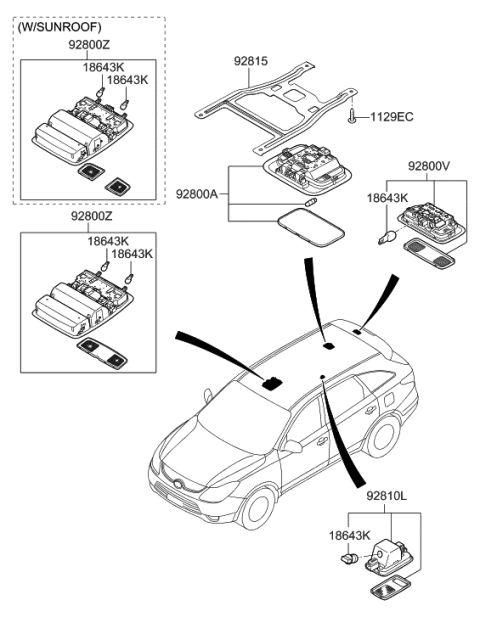 1998 Hyundai Tiburon Lamp Assembly-Cargo Diagram for 92620-3J100-6T