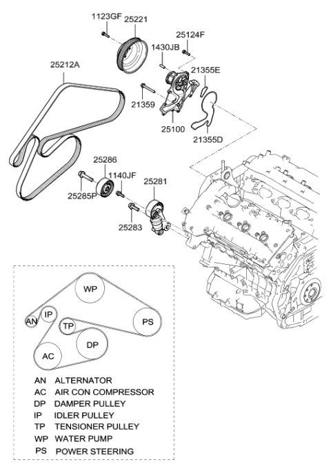 2007 Hyundai Veracruz Coolant Pump Diagram